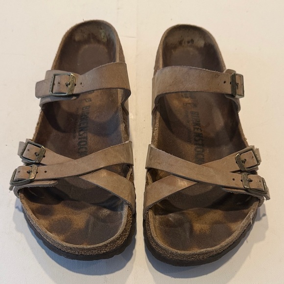 Birkenstock Shoes - Birkenstock Light Brown Cross Strap Sandals
